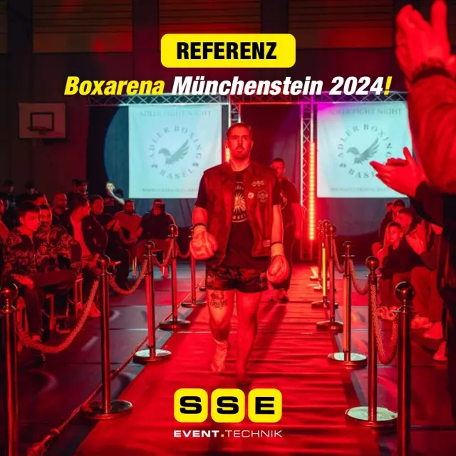 Spannung pur bei der Adler Charity Fight Night! - Wir von der SSE Eventtechnik GmbH hatten die Ehre, die Boxarena Mnchenstein 2024 technisch zu untersttzen!