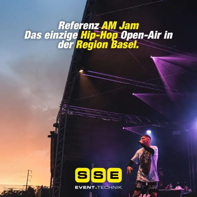 🎤 SSE Eventtechnik rockt das AM-JAM Open Air! 🎤 - Wir sind stolz darauf, die technische Umsetzung des einzigen Hip-Hop Open Airs in der Region Basel betreut zu haben! 🎉